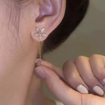 Корейский стиль циркон цветок длинные кисточки серьги для женщин изысканные романтические милые темпераментные украшения подарок для свадебной вечеринки