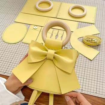 Корейский стиль DIY кожаная сумка-тоут набор для изготовления ручной работы вязание крючком кошелек тканый набор для девочки коричневый/белый