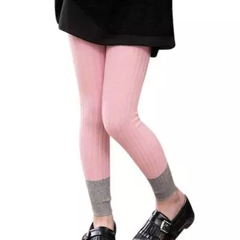 Корейский стиль для маленьких девочек, дети, детский темперамент, повседневная верхняя одежда, вязаные леггинсы ярких цветов с девятью точками S