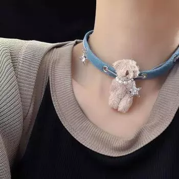 Корейский стиль джинсовая заклепка цепочка-чокер с жемчугом и цирконием в стиле хипстер