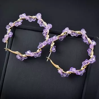 Корейский стиль, фиолетовые, белые, розовые серьги-кольца с бусинами для женщин, милые романтические пляжные украшения, серьги в стиле бохо, тренд 372 LK6