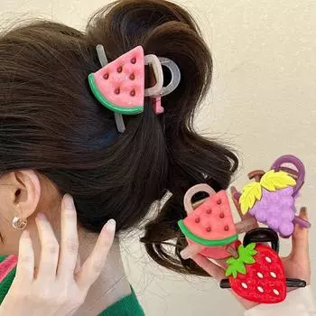 Корейский стиль Фруктовый коготь для волос Арбуз Большая заколка-акула Модная заколка-коготь Клубника Дамы grape