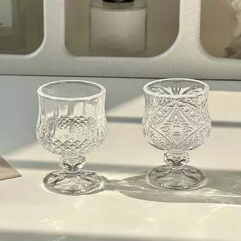 Корейский стиль гравированный тисненый маленький бокал стеклянный стакан для вечеринки в баре Ktv Soju Sake белый ликер на короткой ножке винтажный стакан A1