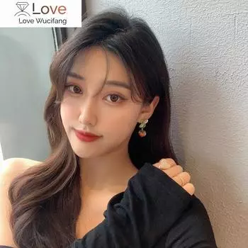 Корейский стиль Хурма Lucky Пастораль Стеклянные Вишневые Клипсы Серьги Летние Фрукты Апельсин Клипсы Без Пирсинга Украшения Для Девочек Ушей