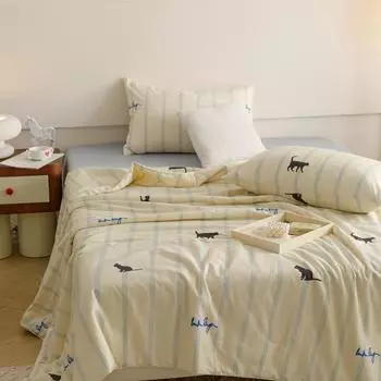 Корейский стиль Ins, свежее чистое хлопковое одеяло для взрослых и детей, летнее одеяло с мультяшным принтом, можно стирать в машине 150*200cm