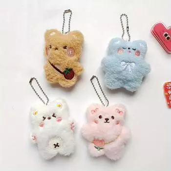 Корейский стиль Kawaii маленький медведь плюшевая игрушка мультфильм животное кулон брелок милая мягкая кукла для детей рождественский подарок розовый
