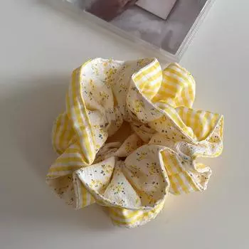 Корейский стиль Клетчатый Цветочный Подчеркивающий талию Большой Круг для волос, Клетчатая Резинка для волос в пучок, Милые аксессуары для волос Headbands