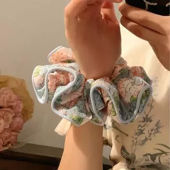 Корейский стиль, корейские эластичные резинки для волос, резинка для волос, держатель для хвоста, веревка для волос с цветочным принтом, повязка для волос с цветком, отпуск
