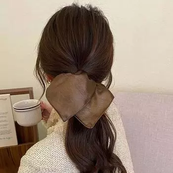 Корейский стиль квадратная кожаная резинка для волос плиссированная толстая кишка волос кольцо весна вино красного