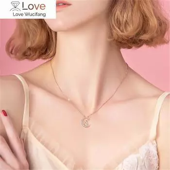 Корейский стиль милый кролик собирает звезды хрустальное ожерелье кулон девушка ювелирные изделия звезда-луна ключичная цепочка изысканные подарки на день рождения