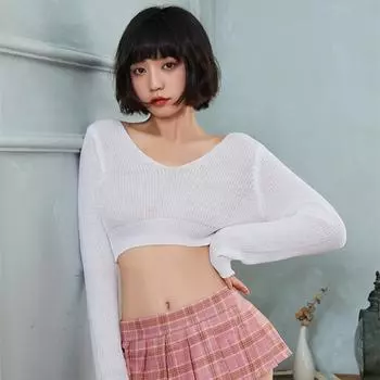 Корейский стиль модная милая одежда для колледжа студентка женское сексуальное нижнее белье ролевая игра костюм соблазнительная школьная форма топ XXS