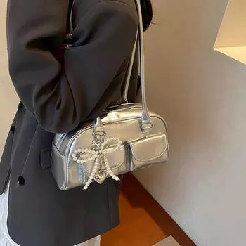 Корейский стиль модная сумка-бантик подмышкой летняя новая простая модная сумка через плечо повседневная сумка-мессенджер with pendant красный