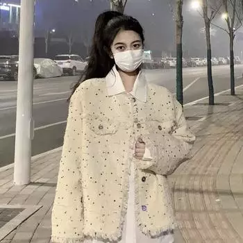 Корейский стиль небольшой аромат горошек куртка для женщин весна новый высококачественный нишевый дизайн ретро кардиган куртка топ S