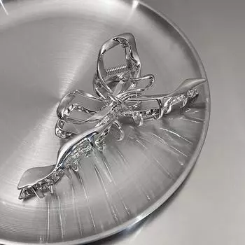 Корейский стиль нерегулярные волосы коготь панк металл лента бант акула заколки для женщин аксессуары для волос конский хвост заколки головной убор серебряный