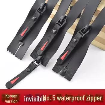 Корейский стиль Нет. 5 черных водонепроницаемых двухсторонних потайных молний для спортивных курток и пуховиков.