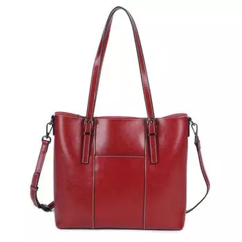 Корейский стиль новая кожаная женская сумка масло воск мода универсальная портативная сумка через плечо красный