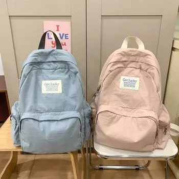 Корейский стиль однотонный рюкзак легкий школьный рюкзак для школьников простой дорожный рюкзак для отдыха на природе белый