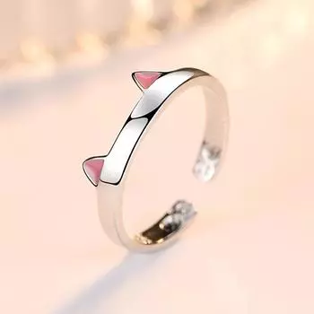 Корейский стиль персонализированное кольцо с открытым ртом в виде кошки для девочек серебряные аксессуары кольцо милый питомец милый кошачий ушки лапа кольцо opening adjustable