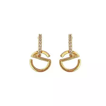 Корейский стиль Простые однобуквенные буквы E с бриллиантовой инкрустацией Нишевые высококлассные серьги-гвоздики Sense Temperament для женщин