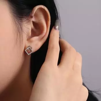 Корейский стиль Простые сверкающие бриллианты квадратные геометрические персонализированные серьги для женщин Новые модные Ins Универсальные темпераментные серьги