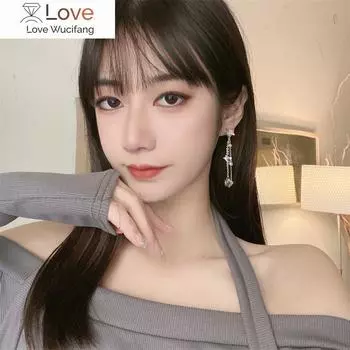 Корейский стиль Shinny Star Длинные серьги-клипсы с кисточками Простые милые длинные серьги-клипсы с жемчугом и звездой для женщин Вечеринка без пирсинга