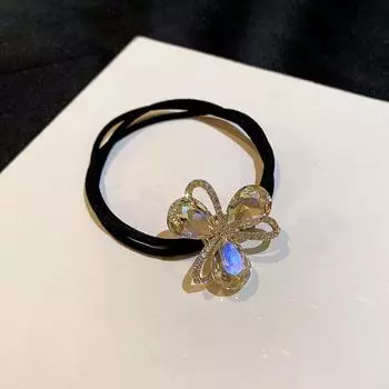 Корейский стиль сплава стеклянные волосы веревка для девочек женщин повязки на голову сияющий цветок конский хвост эластичные резинки для волос резинки для волос шампанского