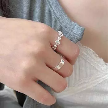 Корейский стиль стерлингового серебра S925 Design Sense Simple циркон овальное открытое кольцо женская мода особый интерес указательный палец тенденция opening adjustable