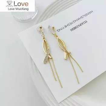 Корейский стиль стразы золотого цвета спираль клипсы серьги женские вечеринка день рождения мода удобный противомоскитная спираль клипса уха