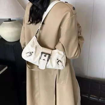 Корейский стиль сумка на одно плечо уличная ретро кожаная сумка мода Y2K подмышечная сумка на открытом воздухе коричневый