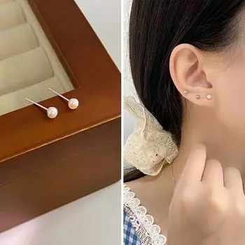 Корейский стиль свежий стиль маленькие жемчужные серьги для женщин с простым стилем корейский стиль серьги новый стиль