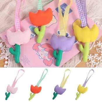 Корейский стиль Тюльпан плюшевый брелок плюшевый фаршированный тартан тюльпан кулон забавный цветок брелок пара розовый