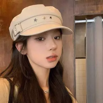 Корейский стиль восьмиугольная шляпа звезда художник шляпа личность берет из искусственной кожи дамы кофейный