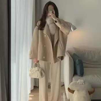 Корейский стиль Женское зимнее шерстяное пальто со стеганой подкладкой - Не в тренде XL