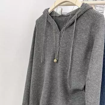 Корейский свитер с капюшоном из овсянки для женщин на осень и зиму, модный новый пуловер с вязаной толстовкой One Size