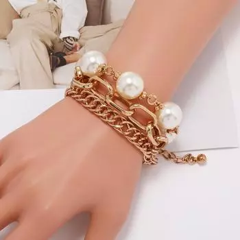 Корейский темпераментный универсальный жемчужный многослойный нерегулярный браслет для женщин, креативные украшения золотой