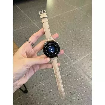 Корейский тонкий кожаный ремешок для часов для Samsung Galaxy Watch 5/pro/6/4/classic/Active 2, 46 мм, 20 мм, 22 мм, браслет для Huawei GT/2/2e/3, ремешок 20MM бежевый