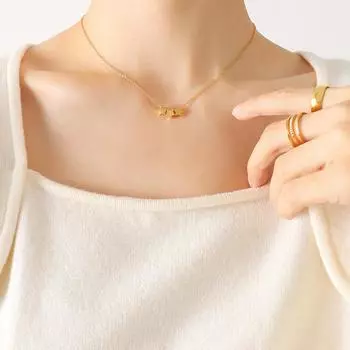 Корейский тренд, простое и универсальное геометрическое ожерелье со звездой, женское панк-колье Port Wind из титановой стали с покрытием из 18-каратного золота, хип-хоп, O-цепочка