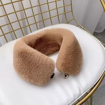 Корейский вариант шарфа из искусственного меха с меховым воротником, парный шарф со скрытыми пуговицами, однотонный утолщенный теплый шарф из искусственного меха для зимы для женщин белый