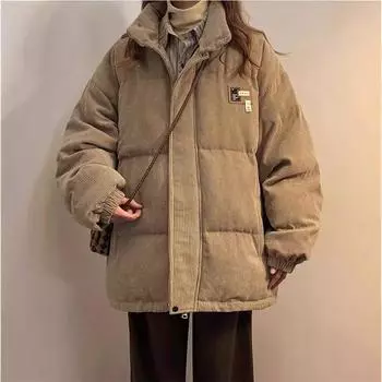 Корейский вельветовый хлопок для мужчин и женщин, зимние утолщенные модные пальто, свободные повседневные куртки XXL белый