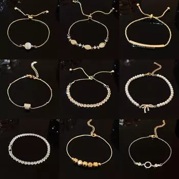 Корейский высококачественный браслет из жемчуга и титановой стали для женщин S515 серебряный