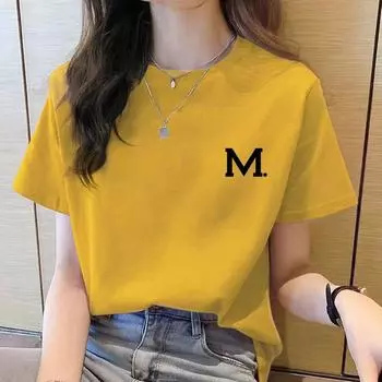 Корейский женский топ, женская футболка с короткими рукавами, женский топ, женская футболка с короткими рукавами, новая Корейская женская футболка с круглым вырезом 2XS