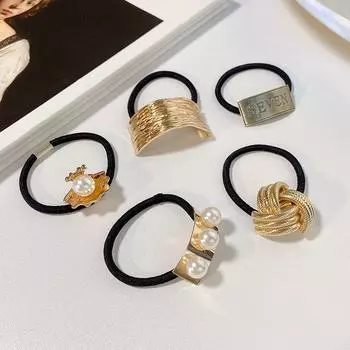 Корейское кольцо для волос с жемчугом - резинка для волос в европейском и американском стиле Arched