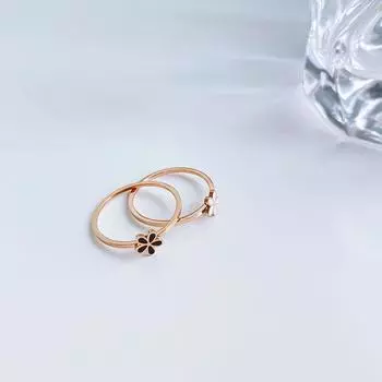 Корейское кольцо из титановой стали с черно-белой маргариткой — минималистичный, шикарный дизайн для женщин, модный стиль для указательного пальца. US Size 8