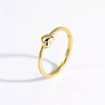 Корейское кольцо в форме сердца из серебра 925 пробы с 14-каратным золотом — простой, милый, универсальный, изысканный дизайн для женщин number 17