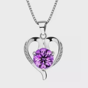 Корейское милое ожерелье с бриллиантовым сердечком