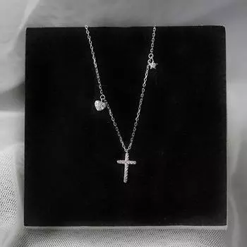 Корейское модное ожерелье на все тело с крестом, сердцем, звездой, бриллиантами, ожерелье на ключицу для женщин