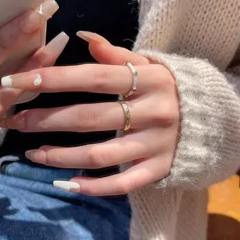 Корейское модное регулируемое кольцо с цирконом и капельной глазурью - стиль знаменитости J871 золотой