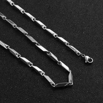 Корейское ожерелье из нержавеющей стали в форме дынного семечка: Мужские фаски Diamond Titanium Steel, 3D-дизайн, разные размеры 2mm x 45cm