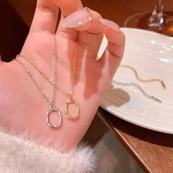 Корейское ожерелье из титановой стали с нерегулярной геометрией — элегантный минималистский дизайн для женщин X1593 золотой