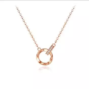 Корейское ожерелье Кольцо Мёбиуса - Женское Летнее Легкая Роскошь 2022, Нишевый Дизайн Цепочка на Ключицу. розового золота